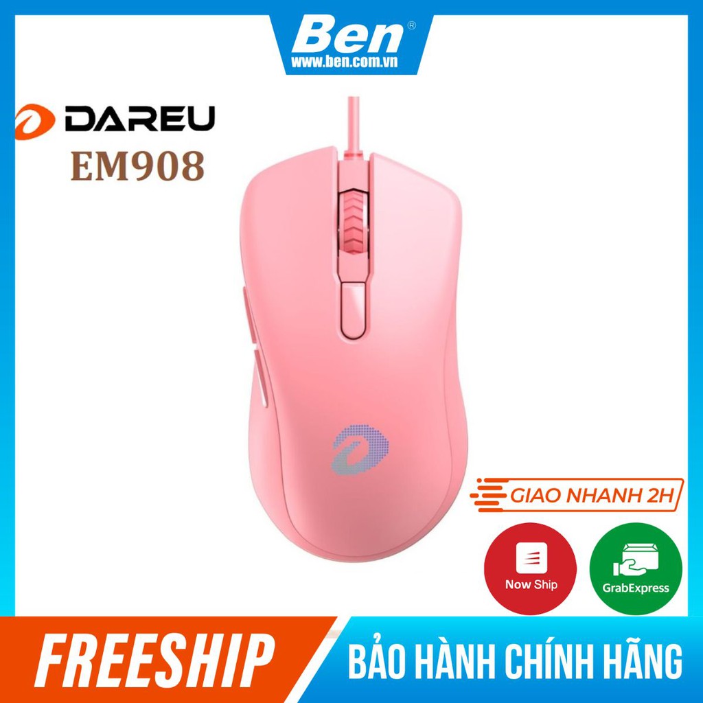 [Mã SKAMPUSHA7 giảm 8% đơn 250k]Chuột Dareu EM908 Pink Gaming (LED RGB, BRAVO sensor) Gaming -Mai Hoàng Phân Phối