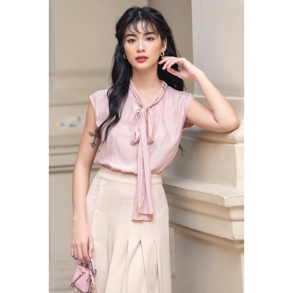 Áo lụa cột nơ / Váy xếp ly nút 1 bên | BigBuy360 - bigbuy360.vn