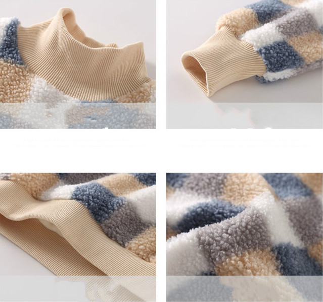 Áo sweater lông cừu dày ba lớp ấm áp cho bé trai và bé gái