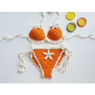 🥕Bikini cho bé, bikini bằng len cho bé màu cam carot siêu cute