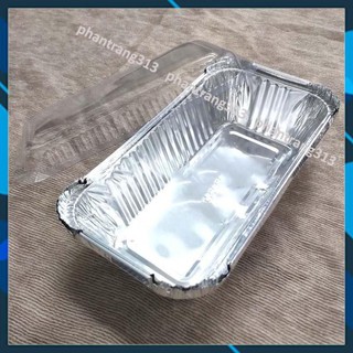 Xả kho Set 50 khay giấy bạc chữ nhật có nắp, loại tốt, tiện dụng