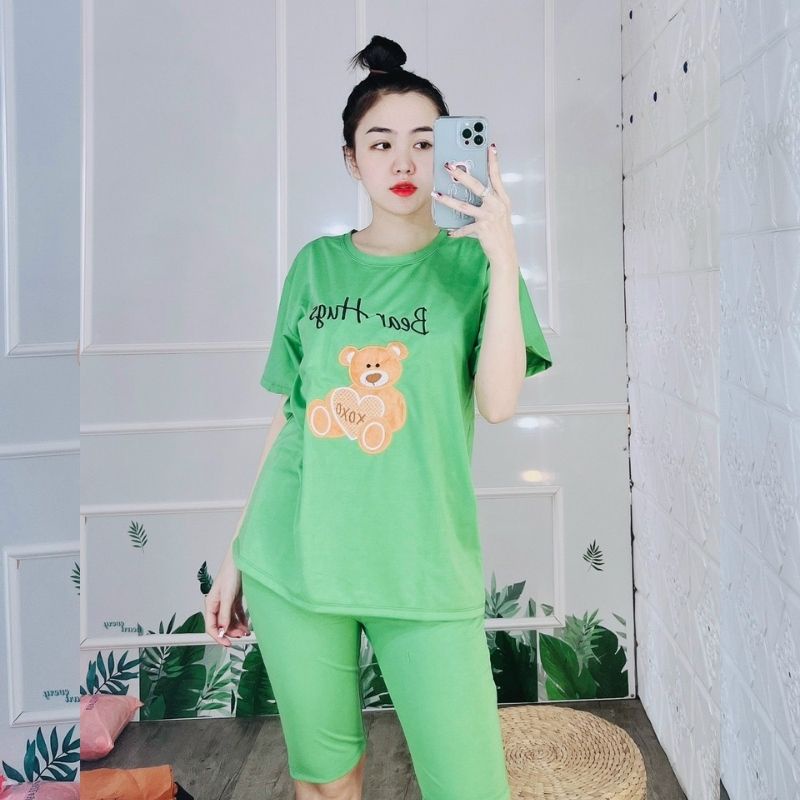 Đồ bộ bigsize nữ mặc nhà mùa hè đẹp dễ thương thun cotton quần lửng ngố đi chơi dễ thương trung niên ESHOP AD13