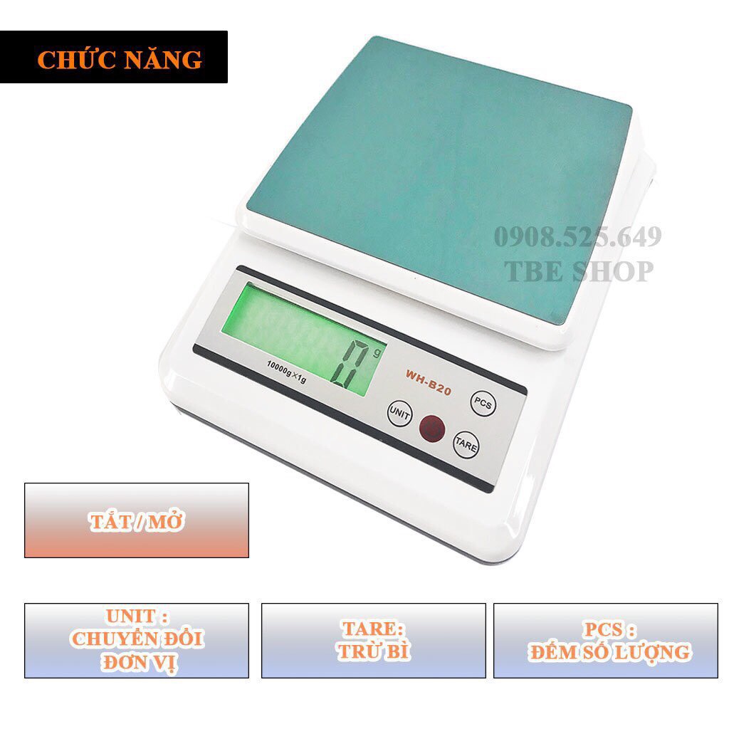 Cân Tiểu Ly Điện Tử Mini Nhà Bếp WH B20 10kg 3kg Chính Hãng Sạc Trực Tiếp ( Bảo Hành 1 Năm ) TBE Shop