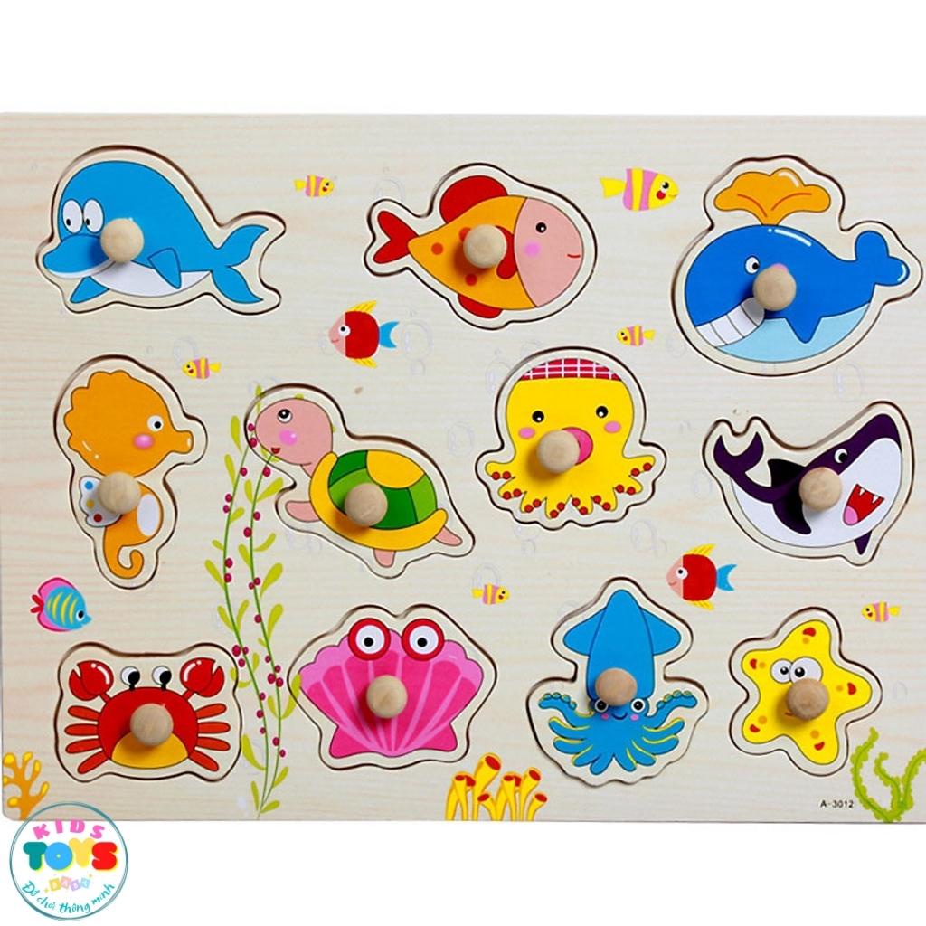 Đồ Chơi Gỗ Cho Bé HagykidHN Bảng Ghép Hình Núm Gỗ Thông Minh Loại Dày To Đẹp 20x30cm Nhiều Chủ Đề