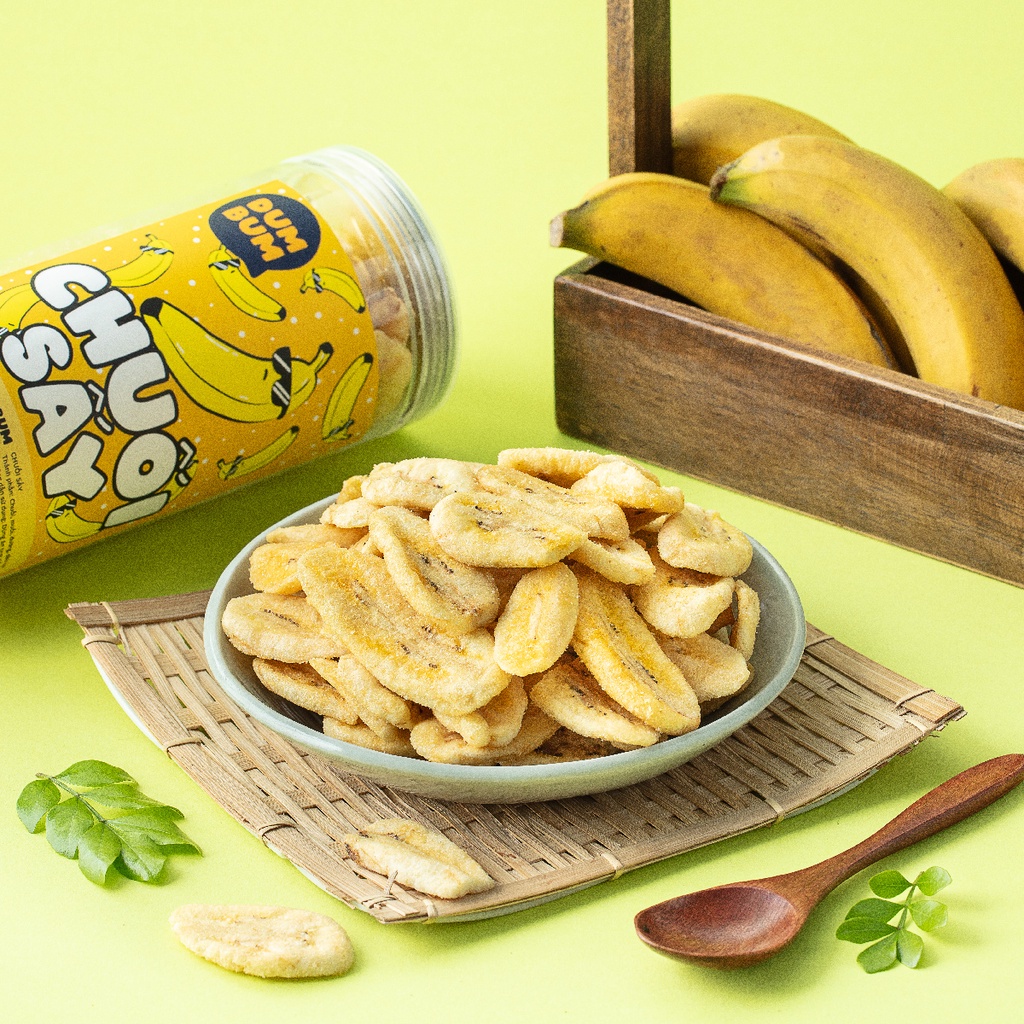 Chuối sấy giòn 300g Dumbum đồ ăn vặt Hà Nội vừa ngon vừa rẻ