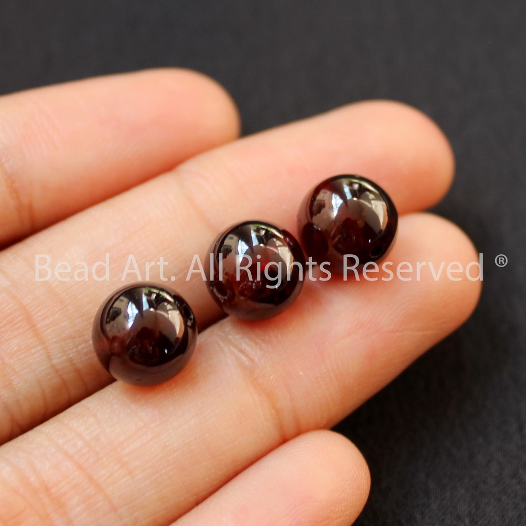 8MM Đá Hồng Lựu (Gar.net) Màu Đỏ Sậm, Hoả, Thổ, Phối Vòng Tay Phong Thuỷ, Chuỗi Hạt S50 - Bead Art