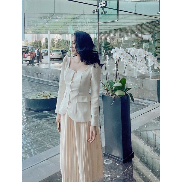 Set áo dáng vest cách điệu chất liệu dạ Tweed cao cấp - Naomi Set