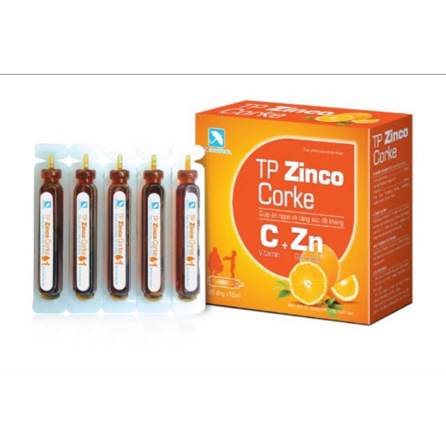 ✅[CHÍNH HÃNG] TP Zinco Corke - Vitamin C + Gluconat Zn, giúp ăn ngon tăng đề kháng (Hộp 20 Ống x 10m
