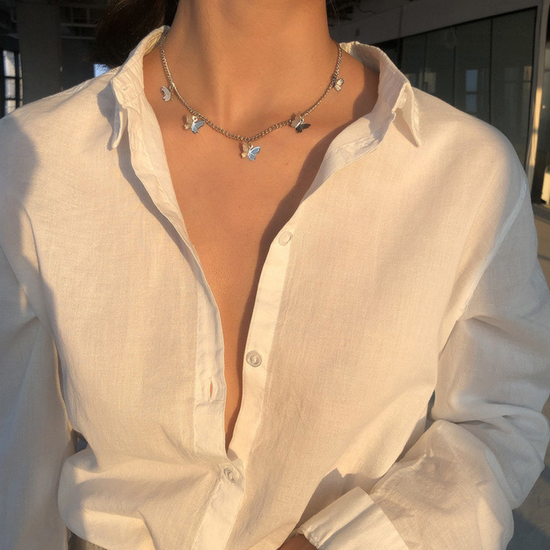 Dây Chuyền Kim Loại Mặt Hình Bướm Phong Cách Bohomian Thời Trang Nữ Dễ Thương