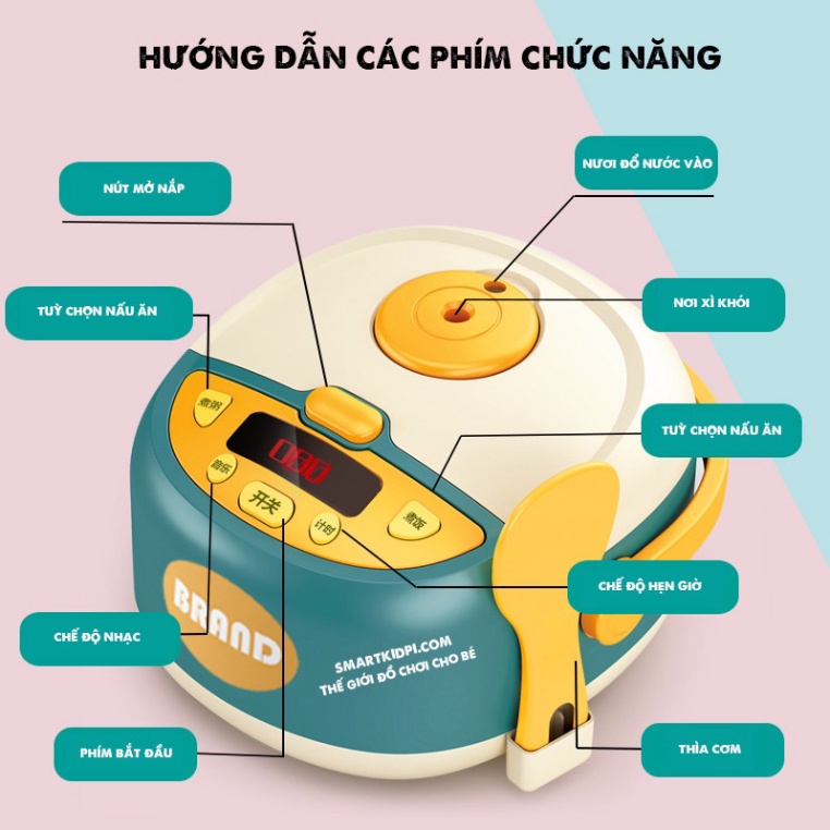 Bộ nấu ăn Nồi Cơm Điện Phun Hơi Nước, phát nhạc nhiều chế độ nấu như thật