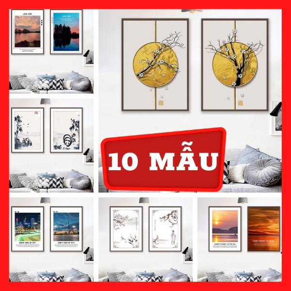 Bộ 2 - Tranh treo tường - Trang trí phòng khách Hiện đại/Gỗ MDF Hàn Quốc chống ẩm mốc, mối mọt TD19