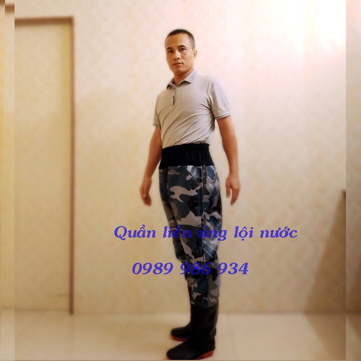 Quần liền ủng lội nước bảo hộ cơ thể loại 1 chất liệu vải bên trong cao su co giãn bên ngoài