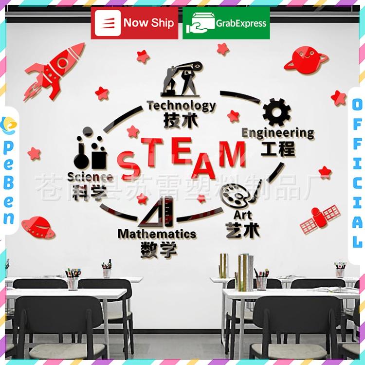 Tranh dán tường mica 3d decor Khoa học vũ trụ Trang trí phòng cho bé, nhà trẻ (Có Tiếng Việt) Nhiều Size - EPeBen