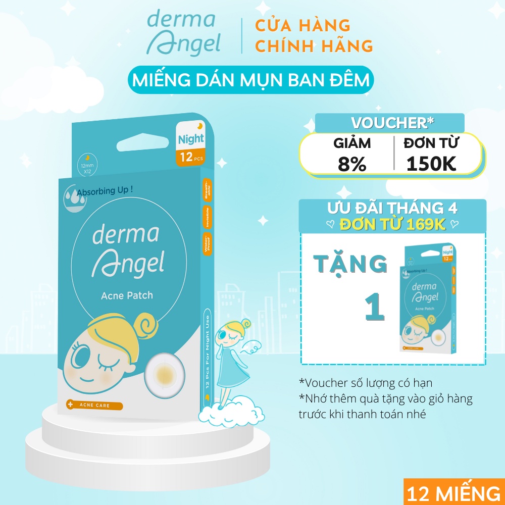 Miếng dán mụn dùng cho ban đêm (12 miếng) DERMA ANGEL