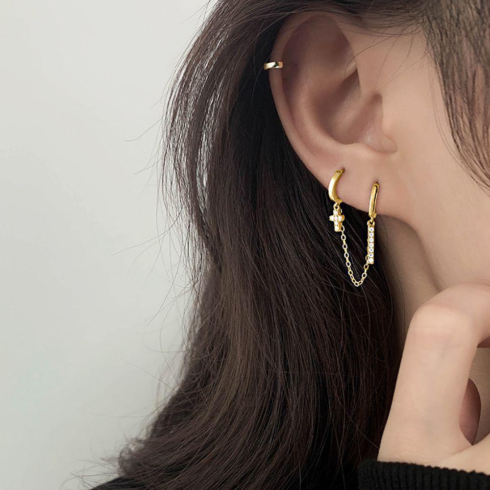 Khuyên Tai Vòng Đôi Bằng Đồng Phong Cách Hàn Quốc Tinh Tế Cho Nữ