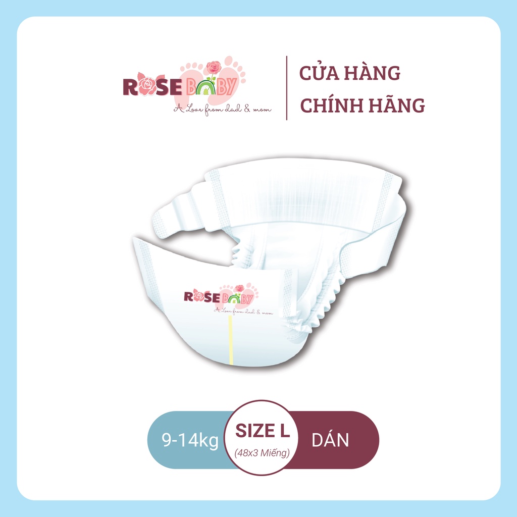 THÙNG BỈM DÁN ROSE BABY size L (144 miếng)