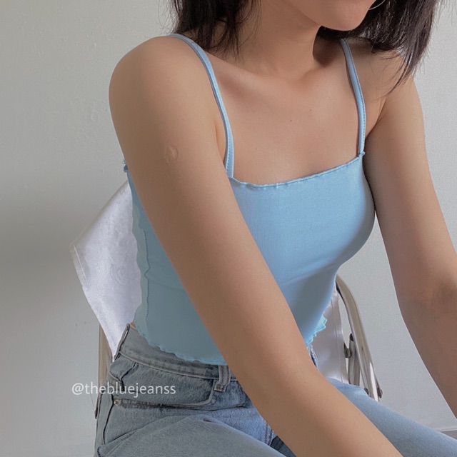 Áo 2 dây cuốn biên vải cotton mịn - Ảnh thật kèm clip | BigBuy360 - bigbuy360.vn