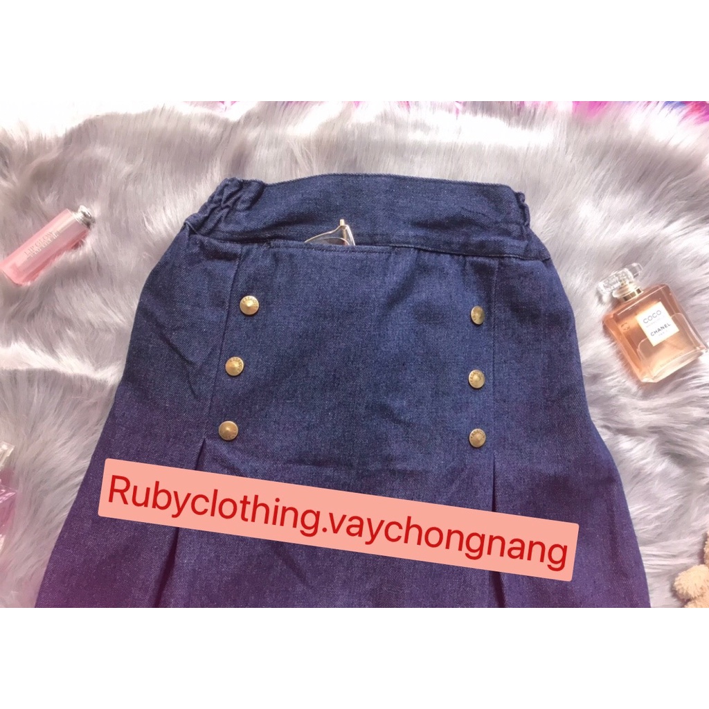 Váy Chống Nắng Lưng Thun Nút Bấm Rubyclothing, Quây Che Nắng Thiết Kế Vải Jean & Quần Tây Dày Mềm Nhiều Màu