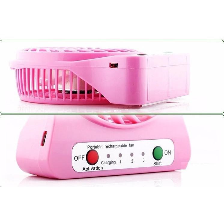 Quạt mini 3 tốc độ cực mát kèm pin sạc(Giao Màu Ngẫu Nhiên) ( hàng sẵn )