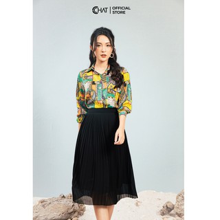 Chân váy xoè dập ly thẳng CCHAT