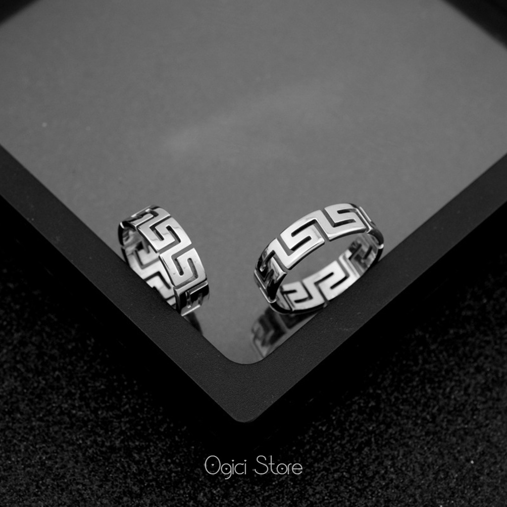 Nhẫn nam nữ thép không gỉ thời trang, Nhẫn nam Great Wall hoa văn độc đáo cá tính, Unisex