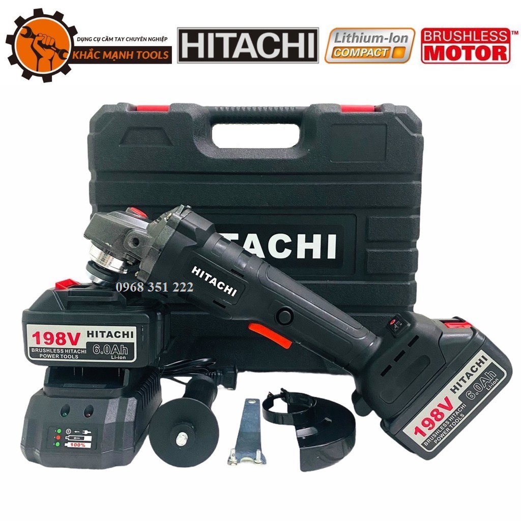 Máy Mài Pin HITACHI 199V Tặng Bộ Lưỡi Cưa Xích Gắn Máy Mài