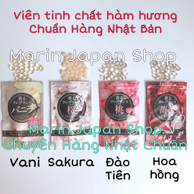 (Có sẵn,đủ 4 hương)Viên tinh chất hàm hương thơm cơ thể hoa hồng,vani,đào tiên,sakura Nhật hebora