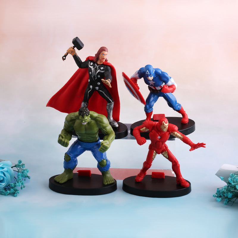MARVEL Set 4 Mô Hình Nhân Vật Siêu Anh Hùng Trang Trí Bánh 10cm