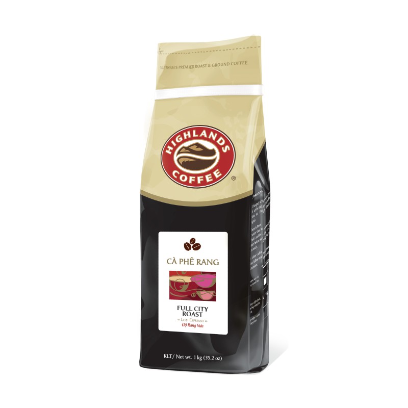 Cafe Highlands Coffee Hạt Full City Roast 1 kg/túi, date mới, có NOWSHIP