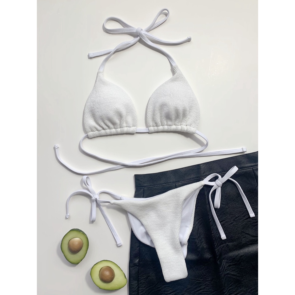 Bộ Đồ Bơi Bikini Màu Trắng Đơn Giản Cho Nữ