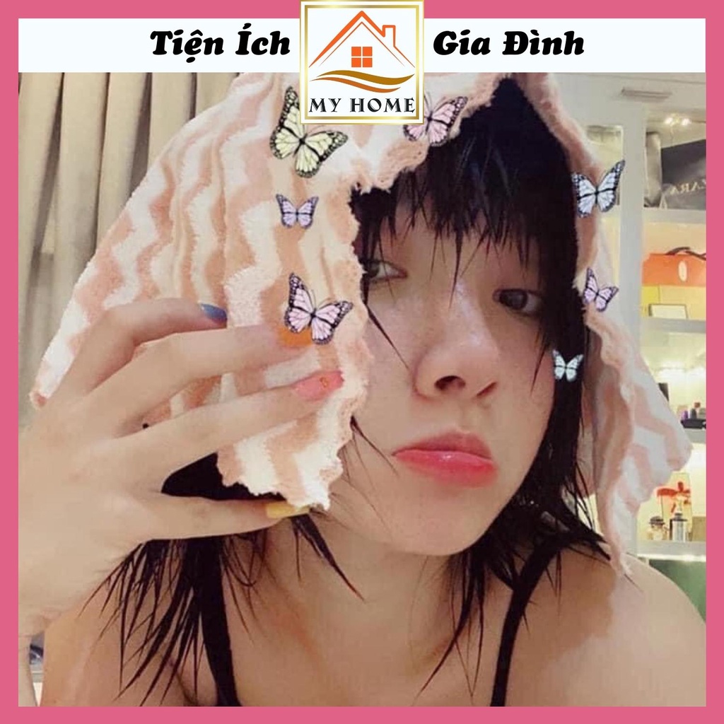 Set 10 khăn mặt kẻ sọc Hàn Quốc, khăn tắm lông cừu mềm mịn cao cấp kích thước 30x50cm
