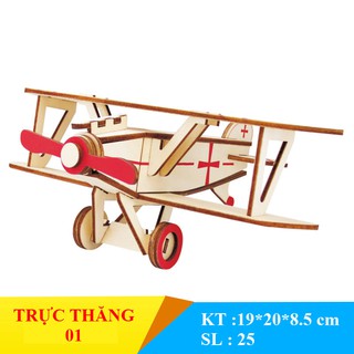 Mô hình trực thăng máy bay gỗ 3D tự lắp ráp
