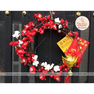 Vòng Hoa Đào Đỏ Trang Trí Tết Stella Party
