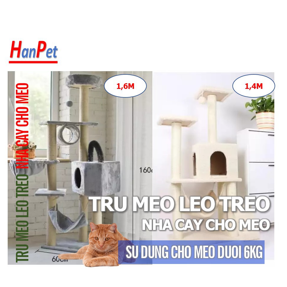 GoVap-  (Hàng hot) Trụ mèo nhiều tầng nhiều bộ phận dạng nhà cây cats tree kiêm cào móng nhà mèo cho mèo chơi đùa