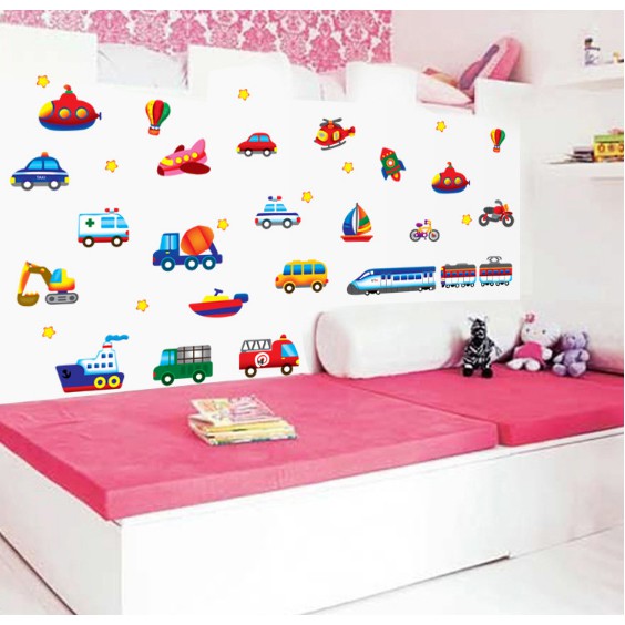 Decal trang trí phương tiện Giao Thông đơn giản