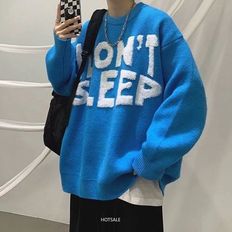 Áo Sweater Dày Dặn Cổ Tròn Thêu Họa Tiết Phong Cách Vintage Cho Nam