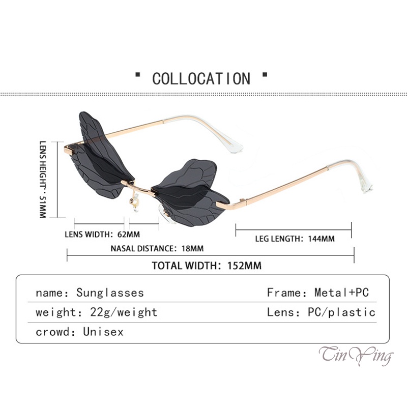 GETNOIVAS Kính Mát Hình Chuồn Chuồn Chống Nắng Thiết Kế Độc Đáo Thời Trang Cho Nữ