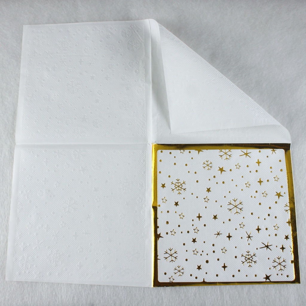 Bộ 20 Khăn Ăn Màu Vàng / Bạc In Hình Cây Thông Giáng Sinh Dùng Một Lần