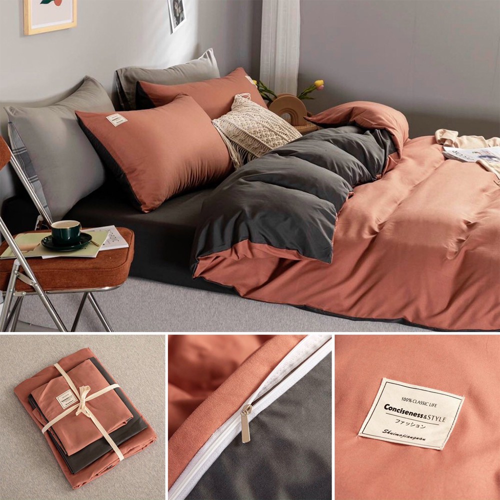 Bộ Chăn Ga Gối 💎SALE💎 phao nhẹ màu trơn hàn quốc chăn ga gia đình khách sạn chất liệu Cotton cao cấp ấm áp simbedding | BigBuy360 - bigbuy360.vn