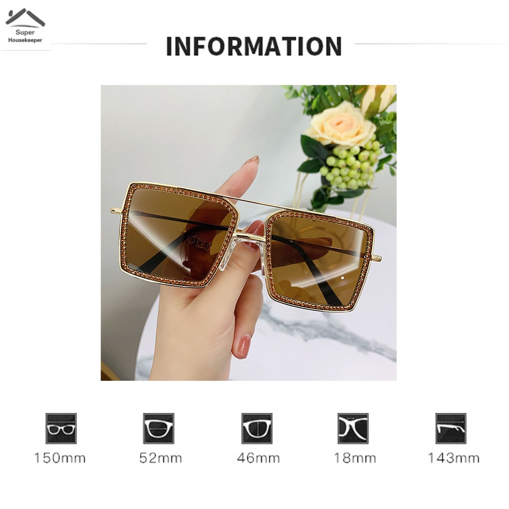 Kính Mát Gọng Vuông Đính Đá Lấp Lánh Thời Trang Cho Nam Và Nữ