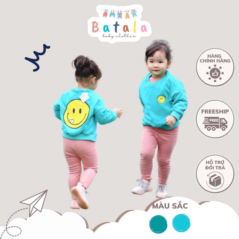 Áo nỉ hoodie trẻ em BATALA KIDS, áo nỉ cho bé trai bé gái in hình mặt cười dày dặn 1-6 tuổi