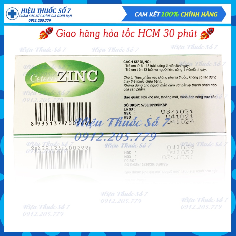 Thực Phẩm Bổ Sung Kẽm Tăng Sức Đề Kháng, Săn Chắc Xương Zinc Gluconat 70mg 1 vỉ 10 viên