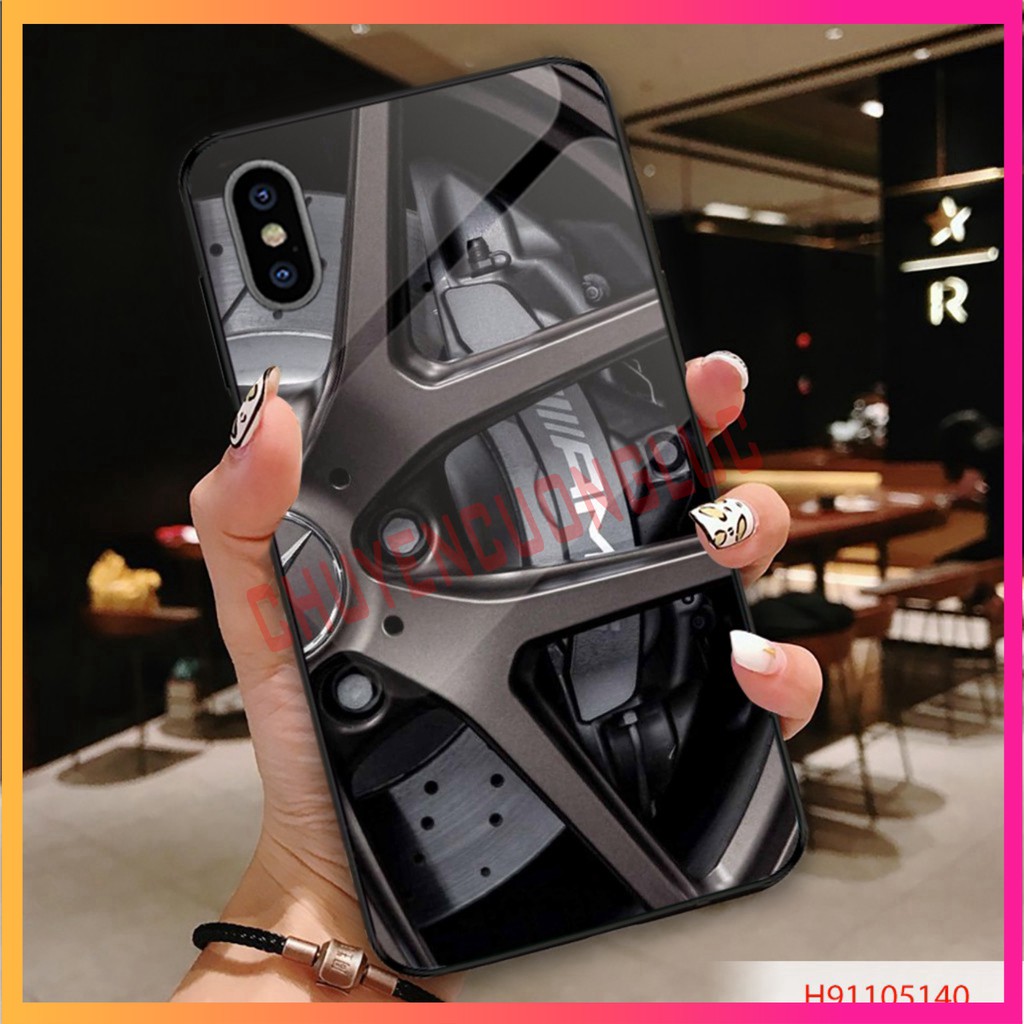 ỐP LƯNG TRÁNG GƯƠNG KÍNH CƯỜNG LỰC IPHONE, SAMSUNG BÁNH XE PHÂN KHỐI LỚN MÀU ĐEN