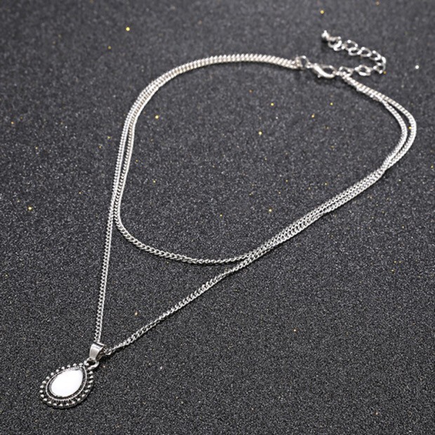 Teardrop Necklace 2 Layer dây chuyền giọt nước đính đá 2 lớp