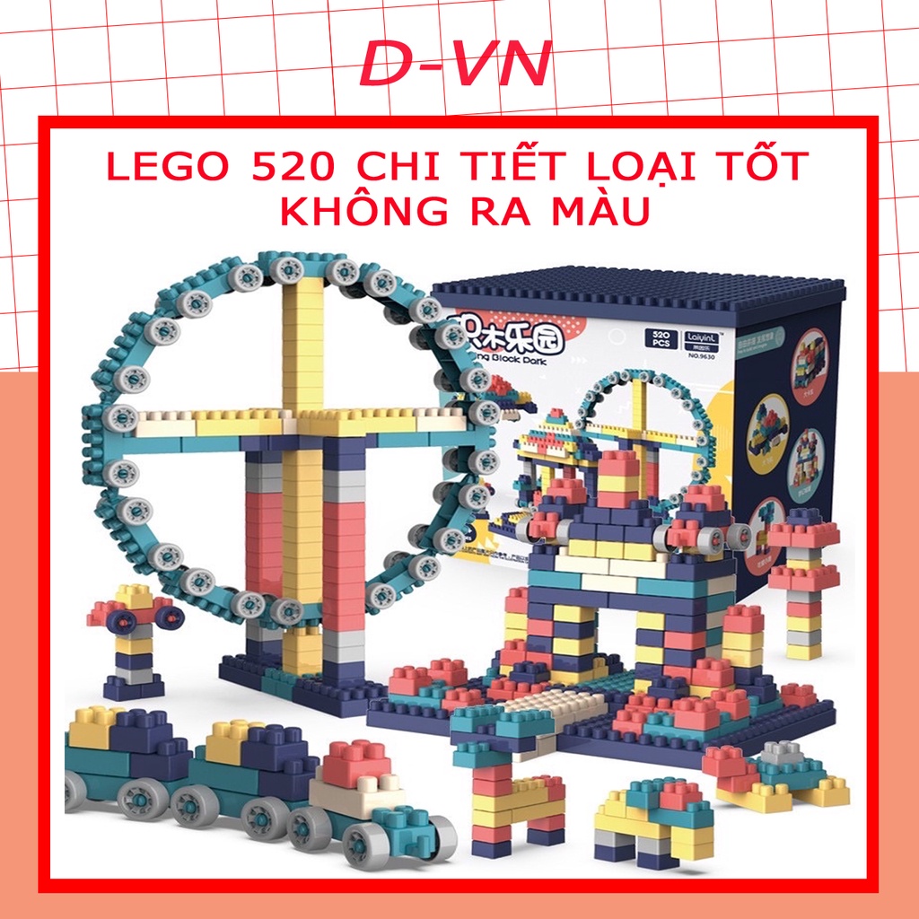 Bộ lego xếp hình 520 chi tiết đồ chơi cho bé lắp ráp - Đồ chơi phát triển tư duy - Đồ chơi lắp ráp cho bé DVN