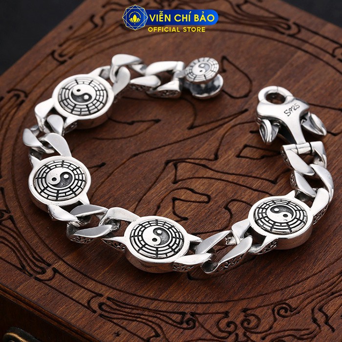 Lắc tay bạc nam Tứ Đại Thần Thú chất liệu bạc Thái 925 mặt xoay 360 độ thương hiệu Viễn Chí Bảo L100605