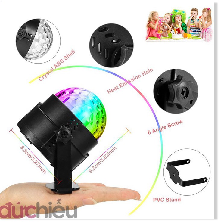 Đèn LED 7 màu vũ trường cảm ứng nhạc Sunha, bóng đèn LED trụ, đèn LED xoay 7 màu sân khấu chớp theo nhạc,MBS879