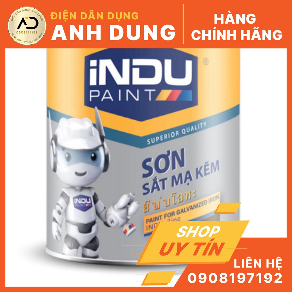 Sơn sắt mạ kẽm Indu bảo hành không bông tróc lon 800ml