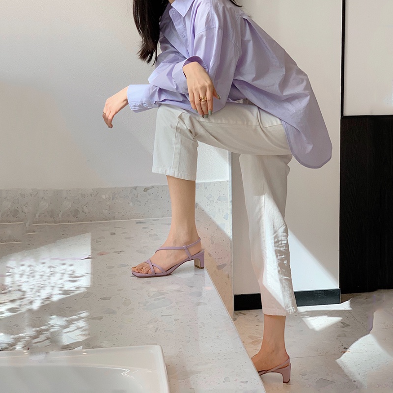 Giày Sandal Cao Gót Mũi Vuông Hở Ngón Thời Trang Mùa Hè Dành Cho Nữ