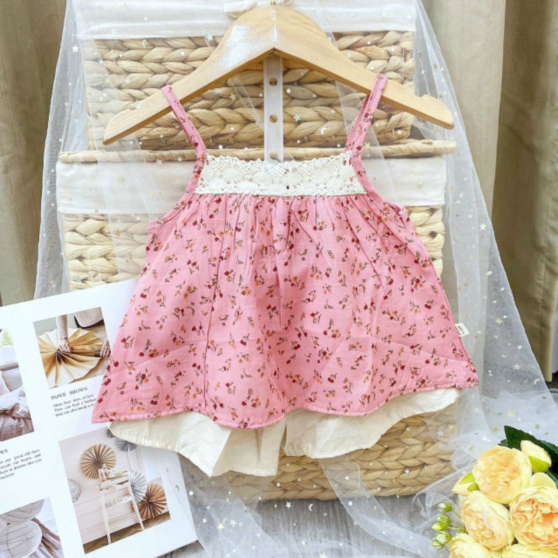 Bộ đũi hoa hai dây ren hót trend